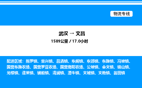 武漢到文昌物流專(zhuān)線-武漢至文昌貨運(yùn)公司